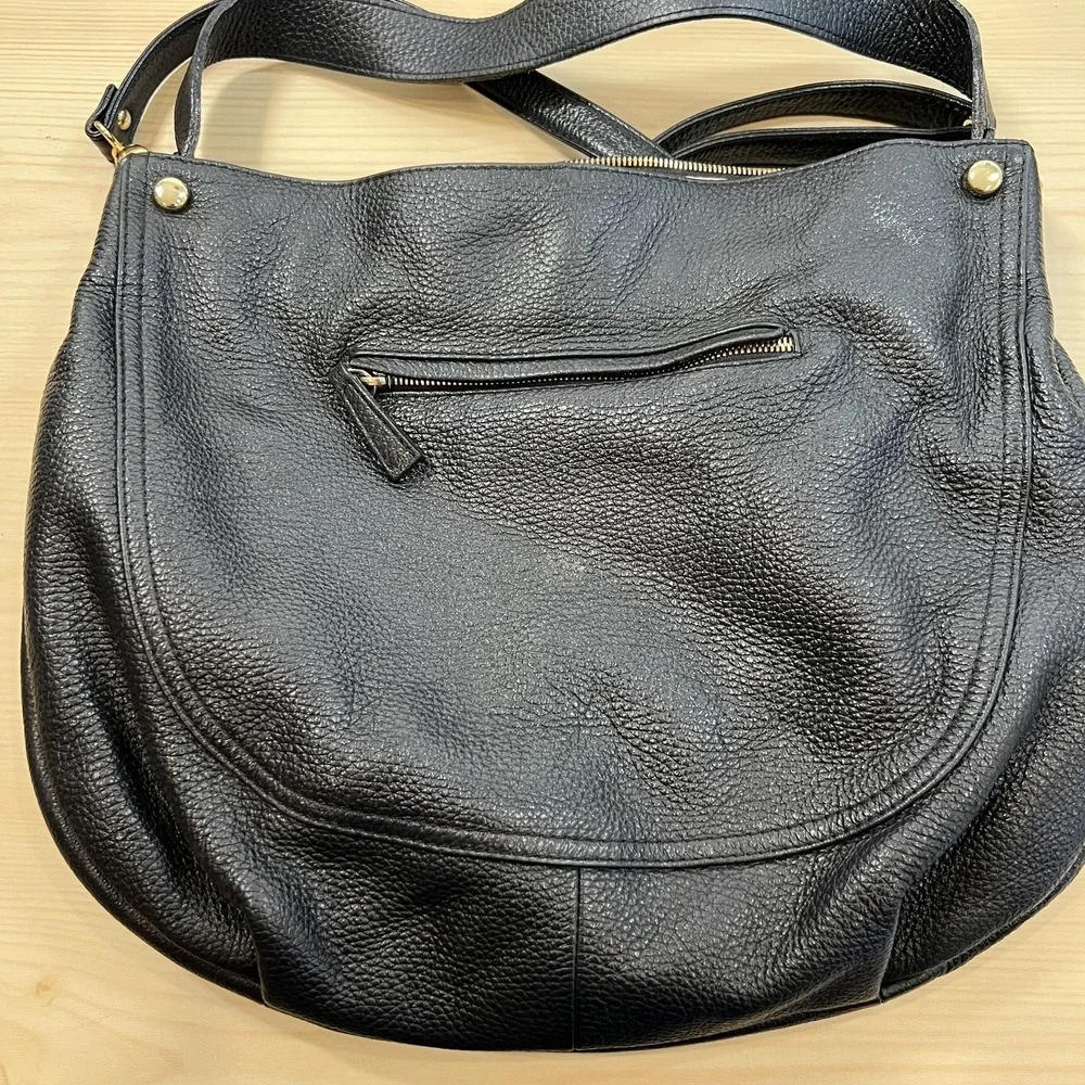 Rossi Hobo‎ Bag Womens Large Black Leather Shoulder Zip Top Made Italy Purse